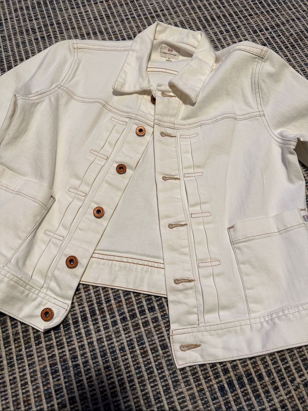 Ag Adriano Goldschmied White Cropped Denim Jacket - Picture 5 of 8